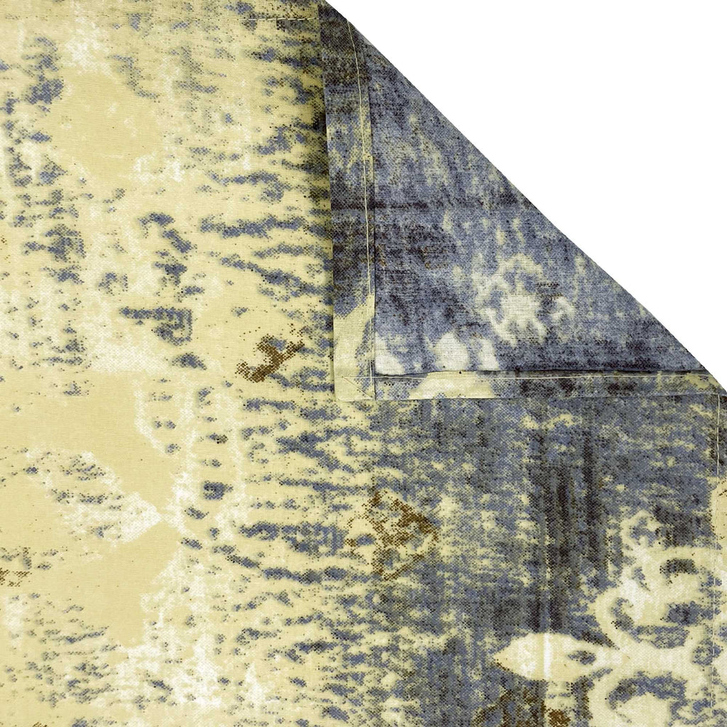 Golden Damask Yellow & Grey Abstract 160 TC Pure Cotton Bedsheet with Pillow Cover