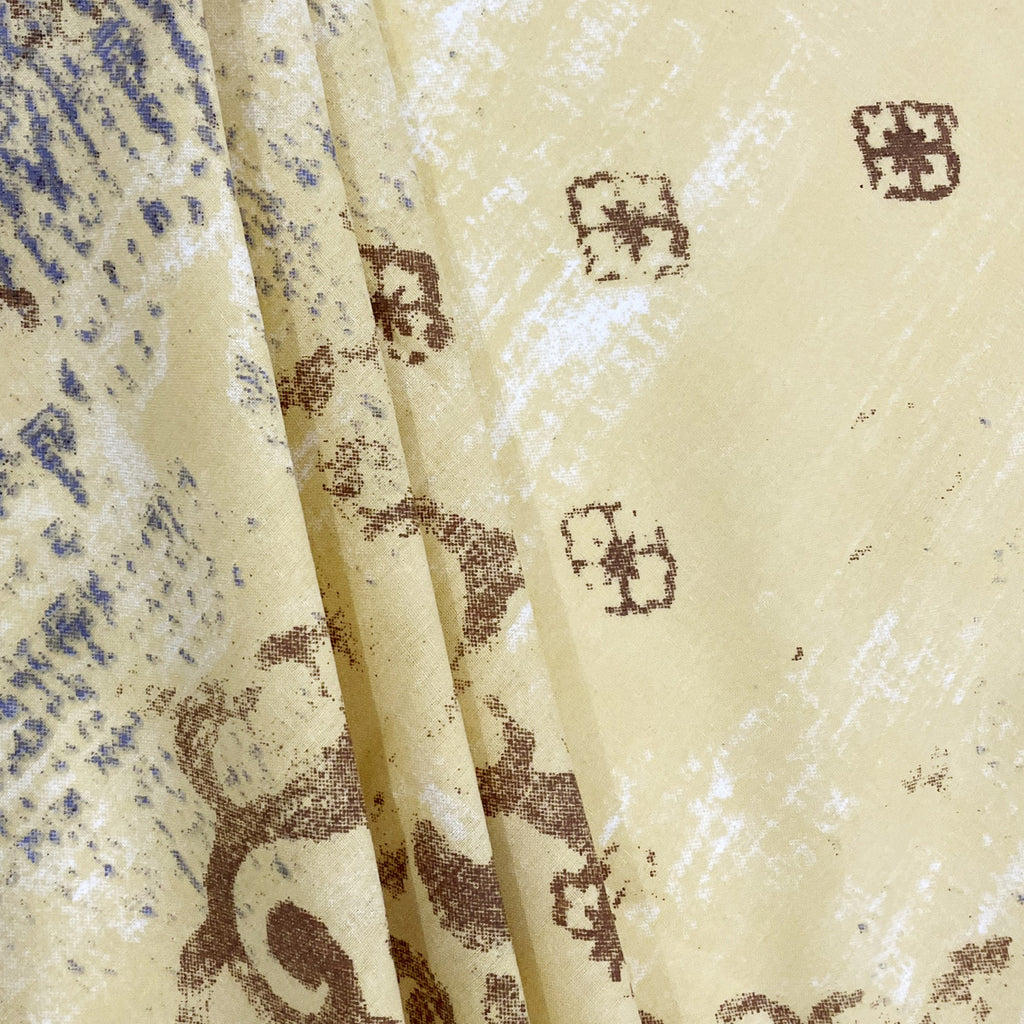 Golden Damask Yellow & Grey Abstract 160 TC Pure Cotton Bedsheet with Pillow Cover