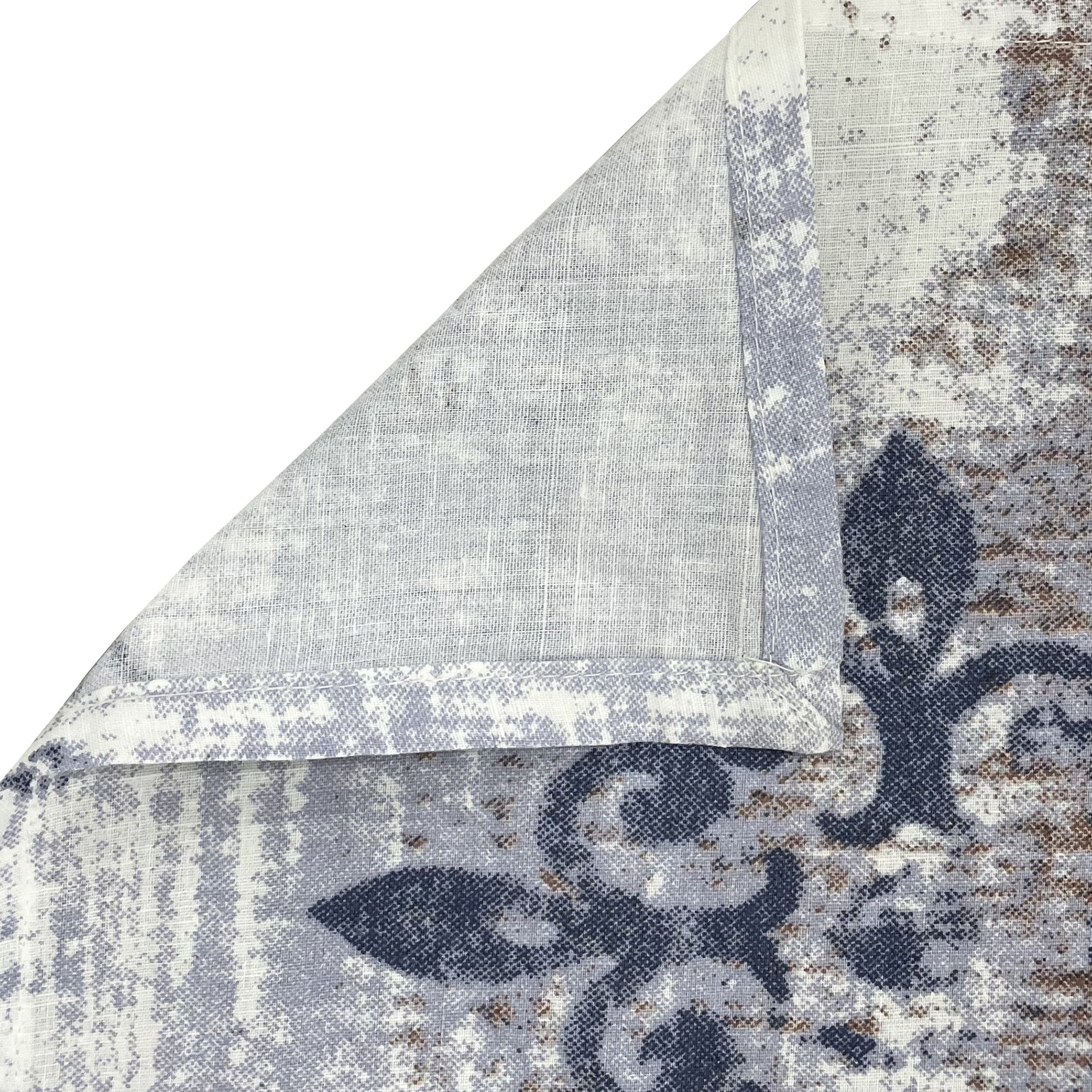 Mist Damask Blue & Grey Abstract 160 TC Pure Cotton Bedsheet with Pillow Cover