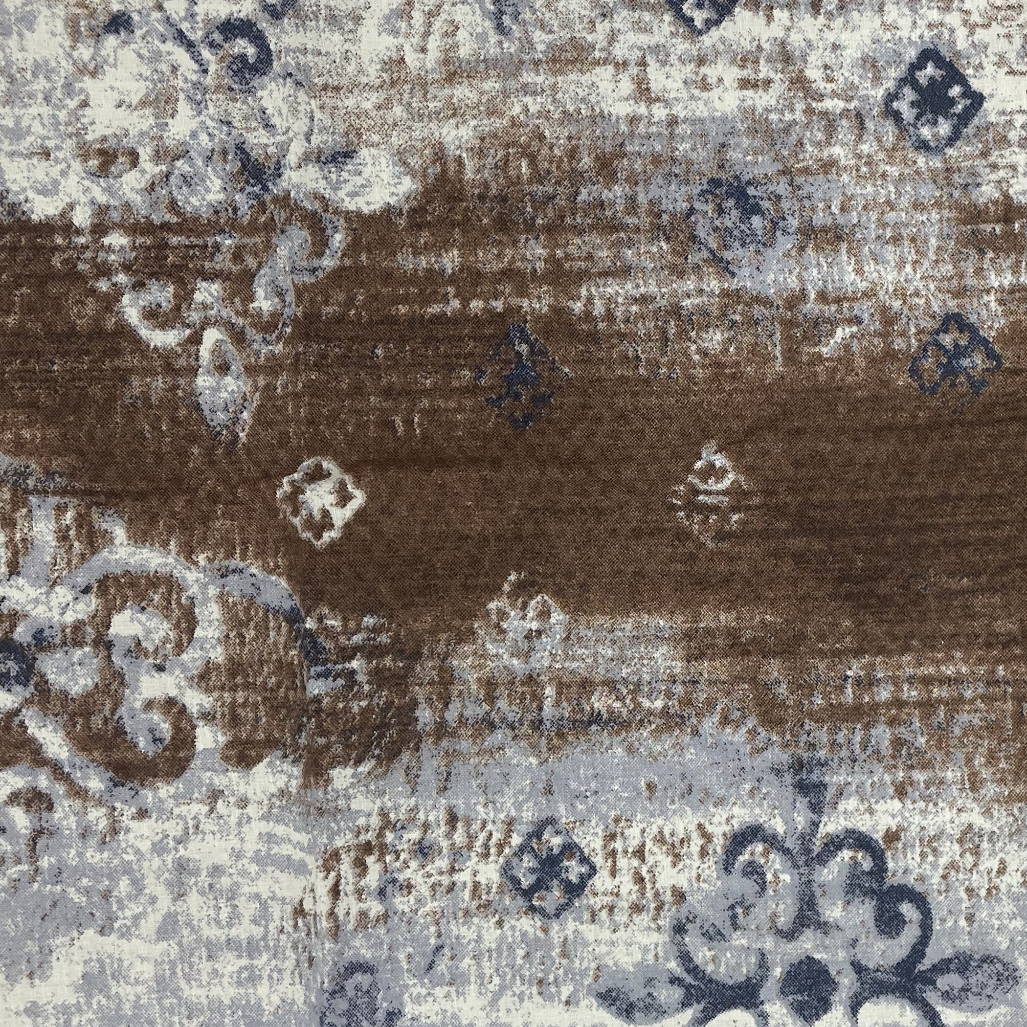 Mist Damask Blue & Grey Abstract 160 TC Pure Cotton Bedsheet with Pillow Cover