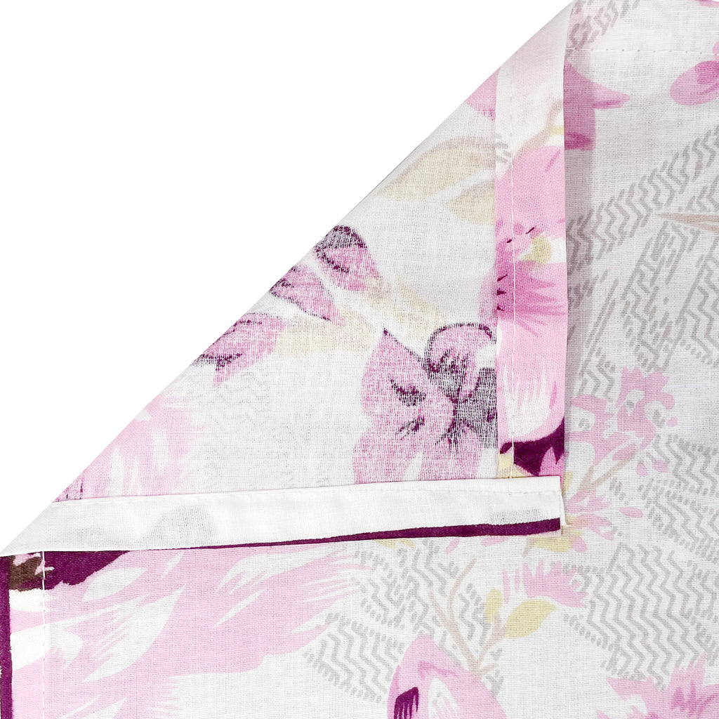 Blush Rose White & Pink Floral 160 TC Pure Cotton Bedsheet with Pillow Cover