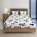Urban Colour Blocks 144 TC Pure Cotton Bedsheet Set with Pillow Cover