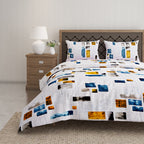Urban Colour Blocks 144 TC Pure Cotton Bedsheet Set with Pillow Cover