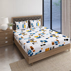 Urban Colour Blocks 144 TC Pure Cotton Bedsheet Set with Pillow Cover