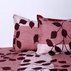 Crimson Leaf Red & Maroon Botanical 160 TC Pure Cotton Bedsheet with Pillow Cover