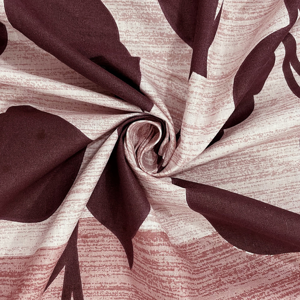 Crimson Leaf Red & Maroon Botanical 160 TC Pure Cotton Bedsheet with Pillow Cover