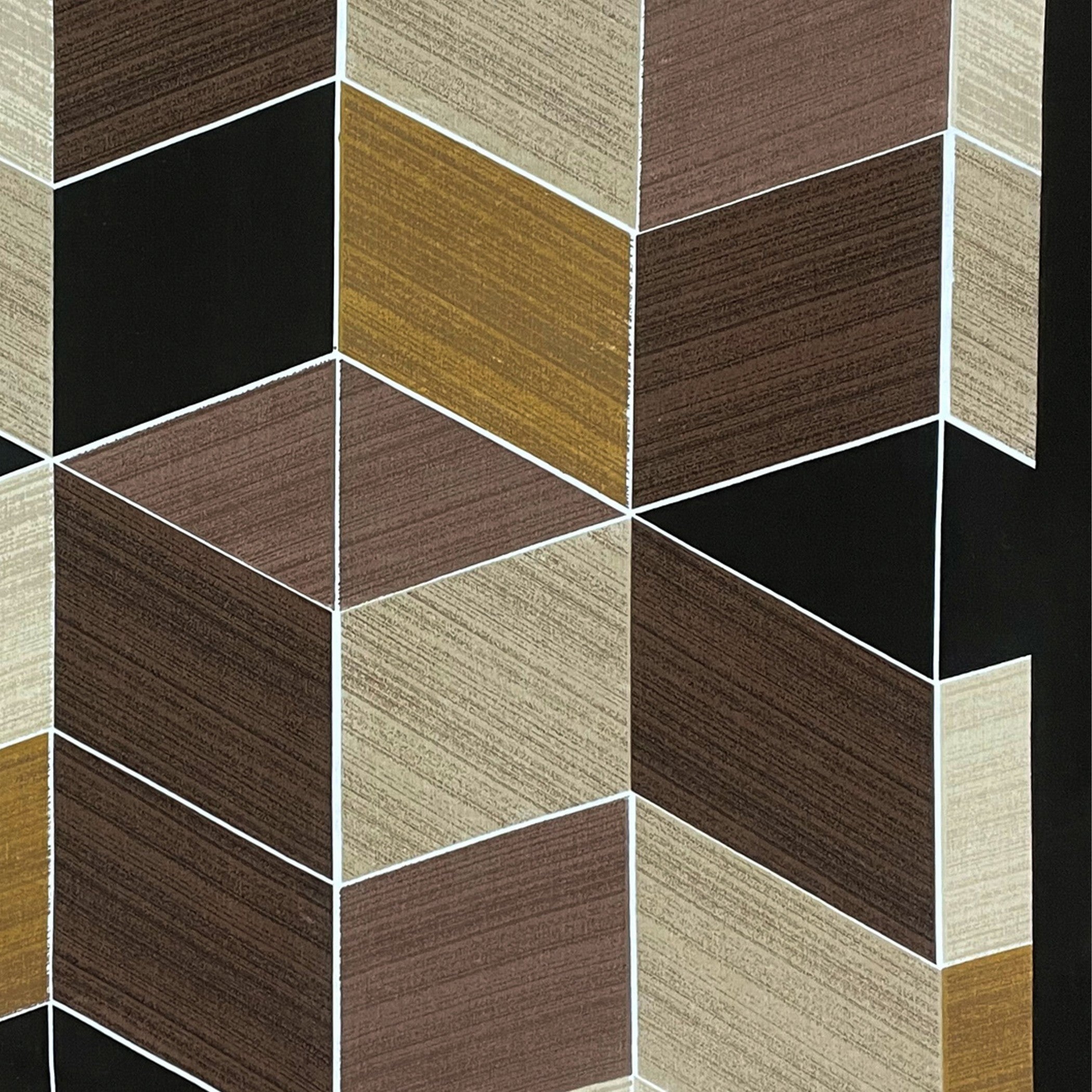 Urban Cube Brown & Beige Geometric 160 TC Pure Cotton Fitted Bedsheet with Pillow Cover