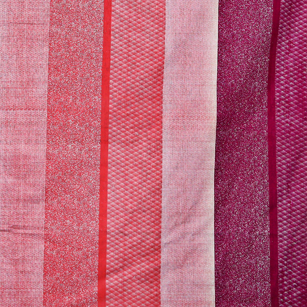 Pink Coral Textured Stripes 144 TC Pure Cotton Bedsheet Set with Pillow Cover