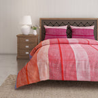 Pink Coral Textured Stripes 144 TC Pure Cotton Bedsheet Set with Pillow Cover