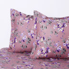 Lavender Bloom Pink & Purple Floral 160 TC Pure Cotton Bedsheet with Pillow Cover
