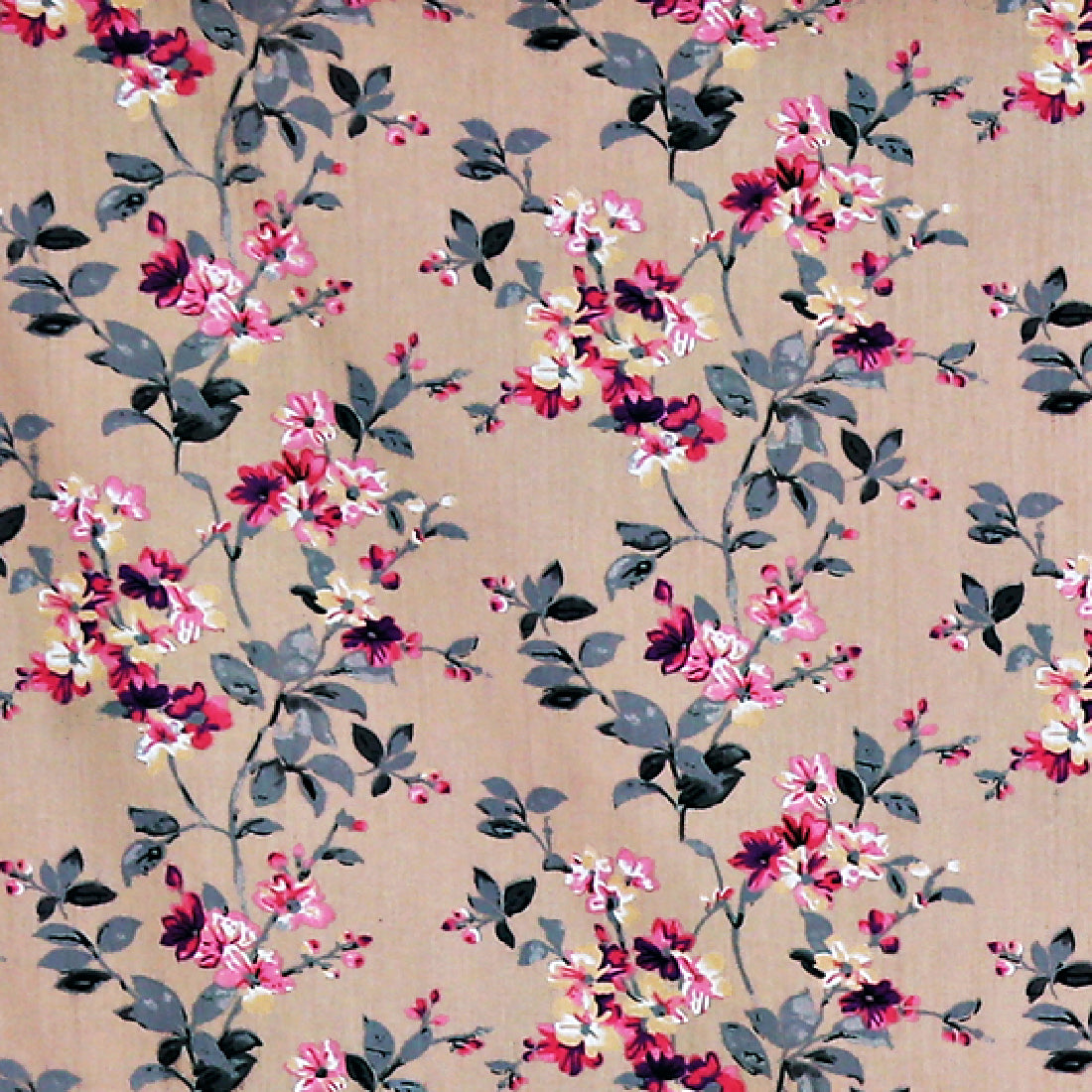 Blushing Garden Beige & Pink Floral 160 TC Pure Cotton Bedsheet with Pillow Cover