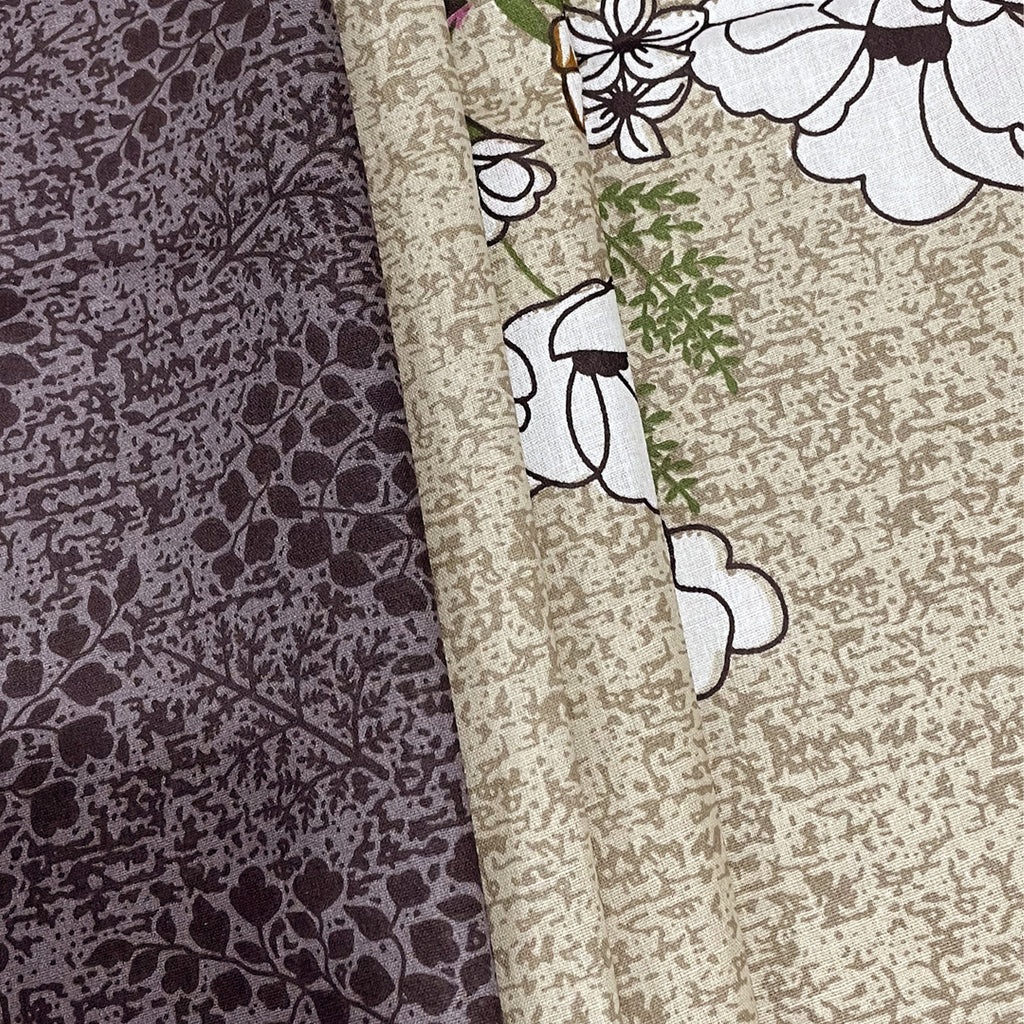 Mocha Blossom Beige & Brown Floral 160 TC Pure Cotton Bedsheet with Pillow Cover