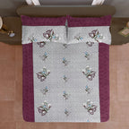 Burgundy Bloom Grey & Maroon Floral 160 TC Pure Cotton Bedsheet with Pillow Cover