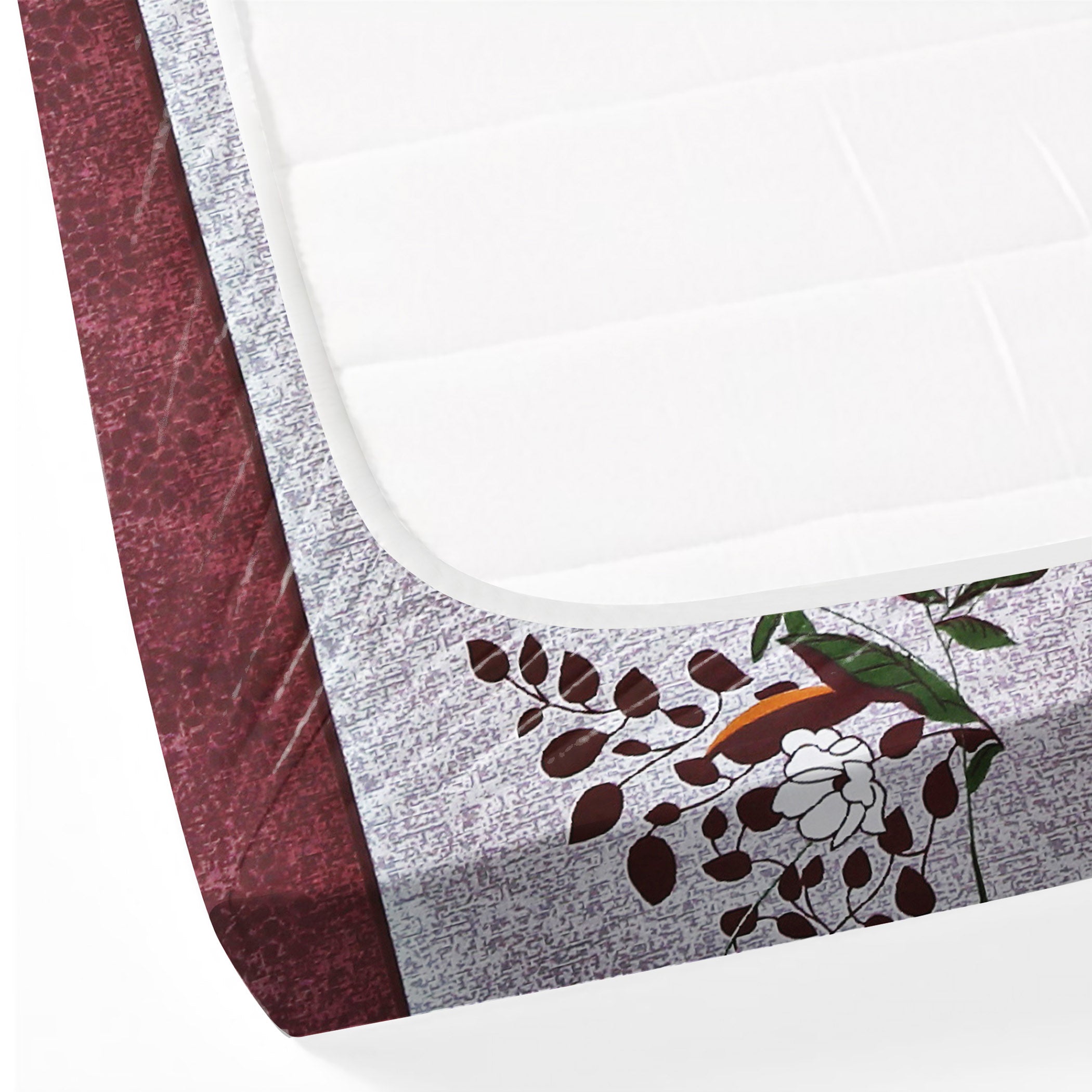 Burgundy Bloom Grey & Maroon Floral 160 TC Pure Cotton Bedsheet with Pillow Cover