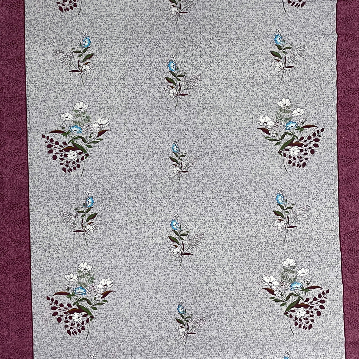 Burgundy Bloom Grey & Maroon Floral 160 TC Pure Cotton Bedsheet with Pillow Cover