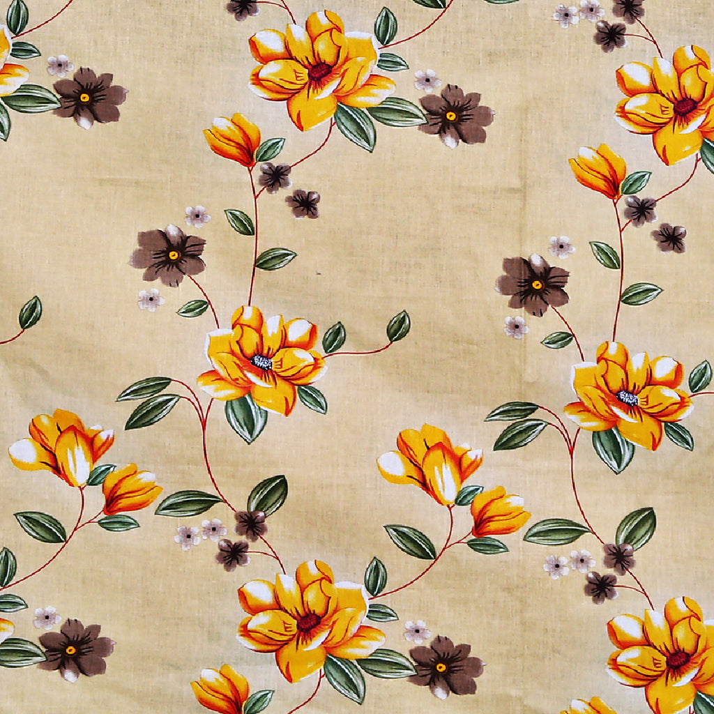 Golden Blossom Vine 144 TC Pure Cotton Bedsheet Set with Pillow Cover