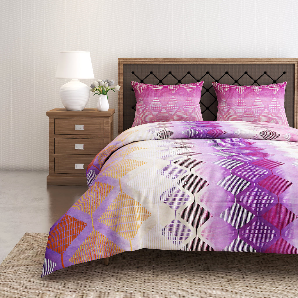 Pink Diamond Fusion 144 TC Pure Cotton Bedsheet Set with Pillow Cover