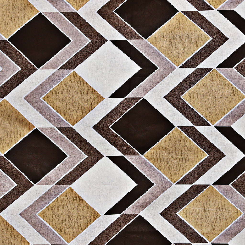 Mocha Diamond Chevron 144 TC Pure Cotton Bedsheet Set with Pillow Cover