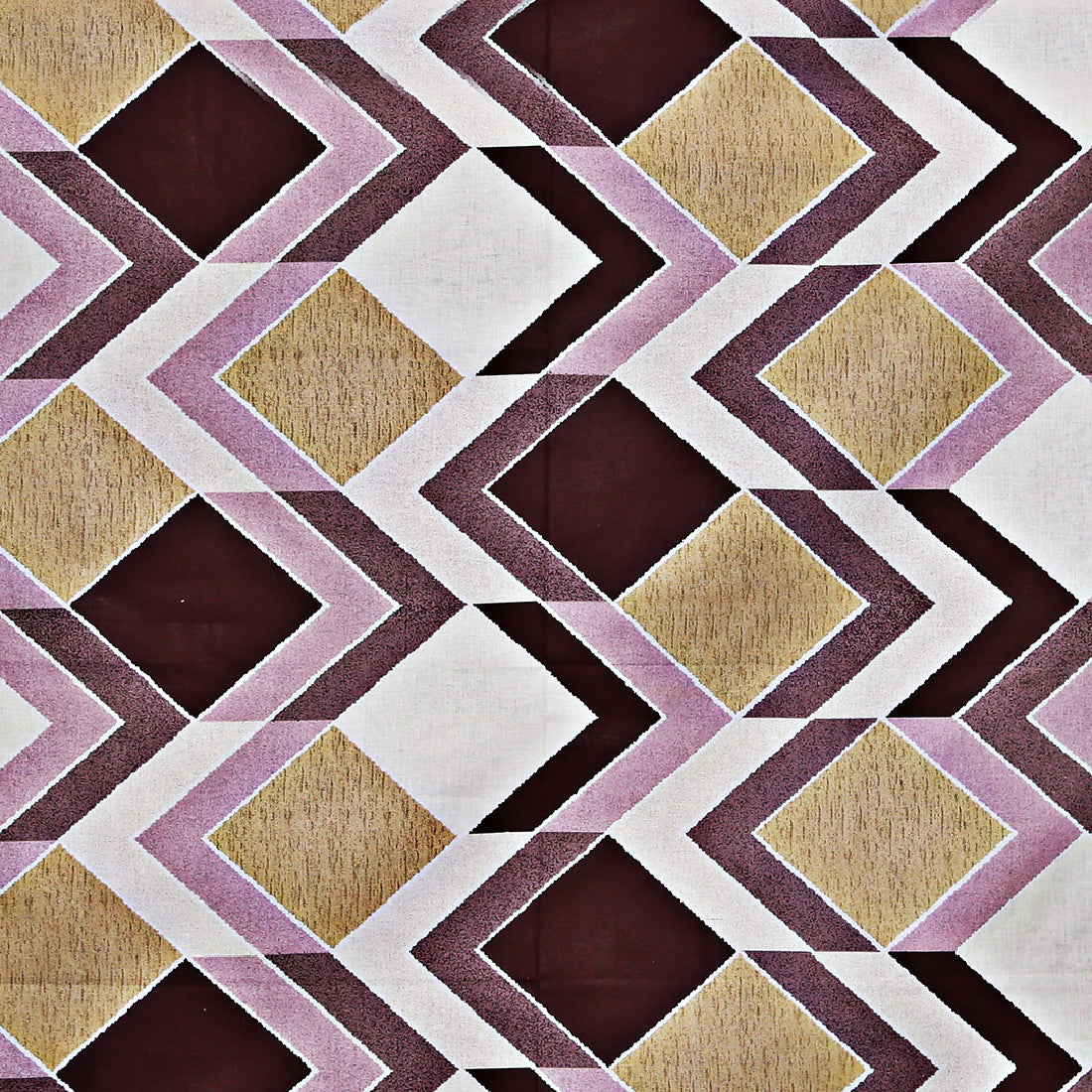Plum Diamond Chevron 144 TC Pure Cotton Bedsheet Set with Pillow Cover