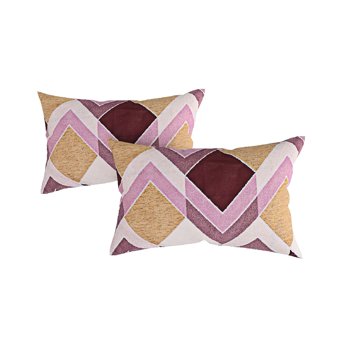 Plum Diamond Chevron 144 TC Pure Cotton Bedsheet Set with Pillow Cover