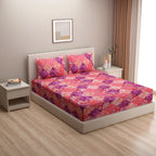 Royal Paisley Pink & Purple Patchwork 160 TC Pure Cotton Bedsheet with Pillow Cover