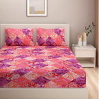 Royal Paisley Pink & Purple Patchwork 160 TC Pure Cotton Bedsheet with Pillow Cover