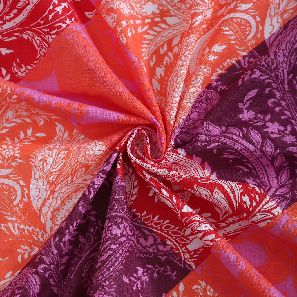 Royal Paisley Pink & Purple Patchwork 160 TC Pure Cotton Bedsheet with Pillow Cover
