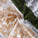 Olive Crest White & Green Damask Geometric 160 TC Pure Cotton Bedsheet with Pillow Cover