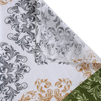 Olive Crest White & Green Damask Geometric 160 TC Pure Cotton Bedsheet with Pillow Cover