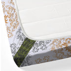 Olive Crest White & Green Damask Geometric 160 TC Pure Cotton Bedsheet with Pillow Cover