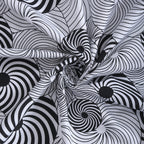 Midnight Swirl White & Navy Blue Geometric 160 TC Pure Cotton Bedsheet with Pillow Cover