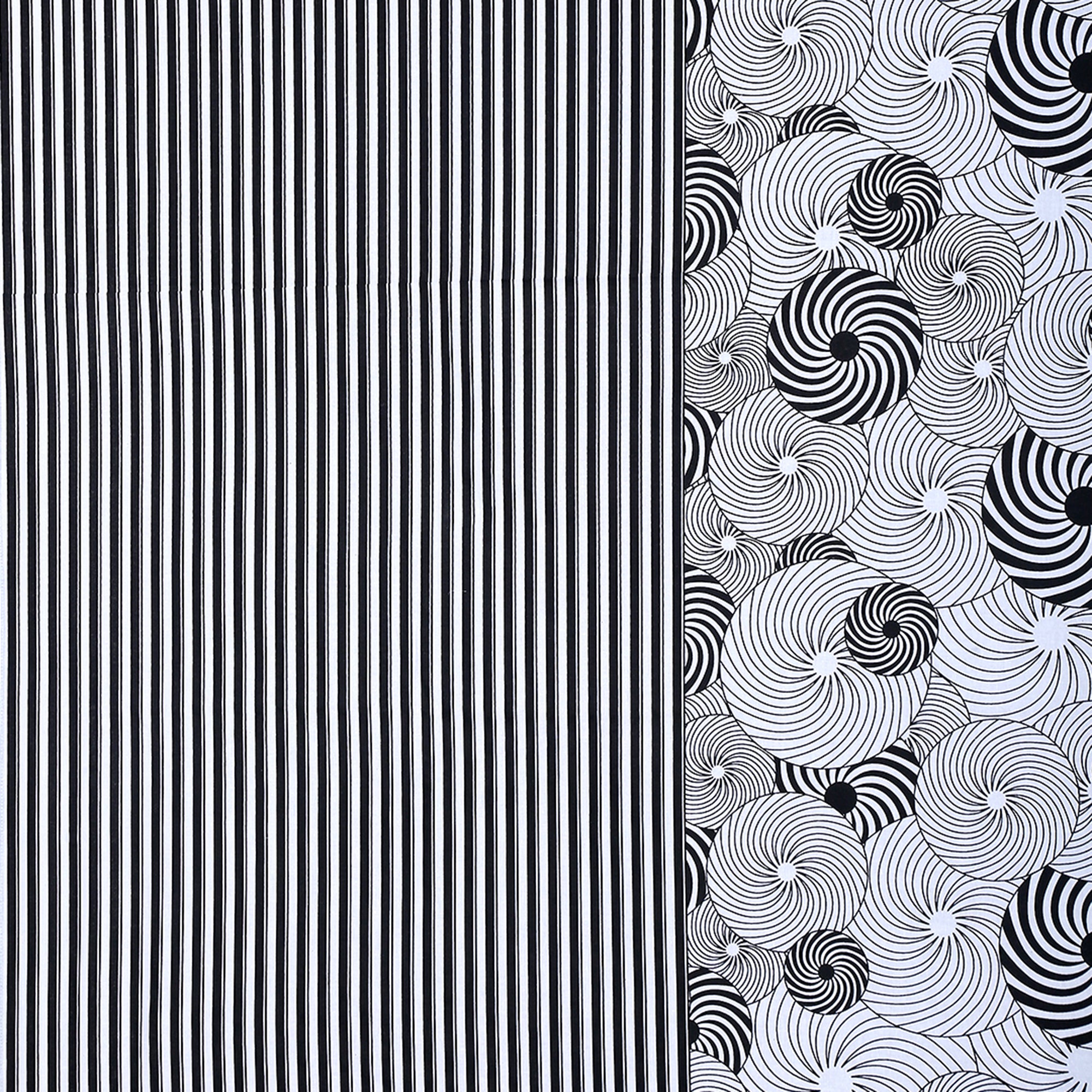 Midnight Swirl White & Navy Blue Geometric 160 TC Pure Cotton Bedsheet with Pillow Cover