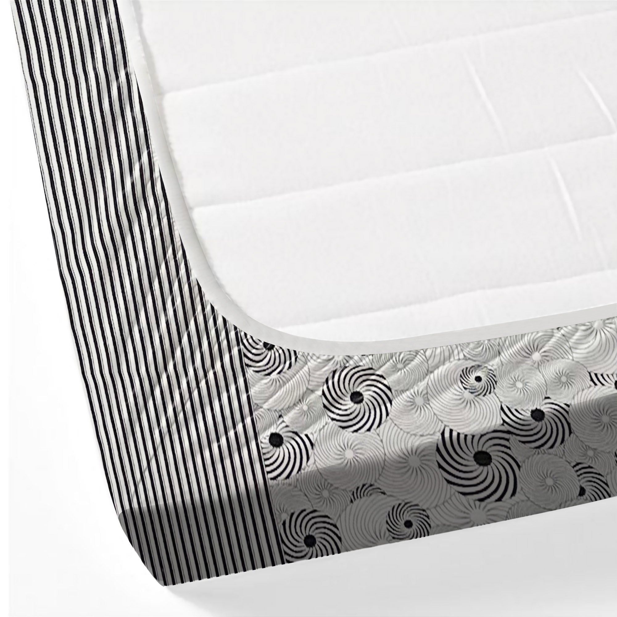 Midnight Swirl White & Navy Blue Geometric 160 TC Pure Cotton Bedsheet with Pillow Cover