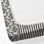 Regal Damask White & Olive Green 160 TC Pure Cotton Fitted Bedsheet with Pillow Cover