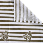 Regal Damask White & Olive Green 160 TC Pure Cotton Fitted Bedsheet with Pillow Cover