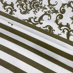 Regal Damask White & Olive Green 160 TC Pure Cotton Fitted Bedsheet with Pillow Cover
