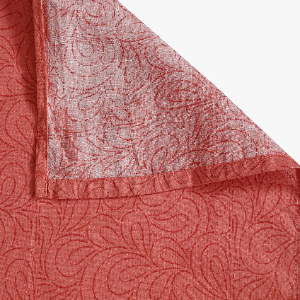Coral Blossom White & Coral Floral 160 TC Pure Cotton Bedsheet with Pillow Cover
