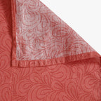 Coral Blossom White & Coral Floral 160 TC Pure Cotton Bedsheet with Pillow Cover