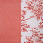 Coral Blossom White & Coral Floral 160 TC Pure Cotton Bedsheet with Pillow Cover