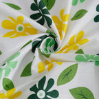 Meadow Daisy White & Green Floral 160 TC Pure Cotton Fitted Bedsheet with Pillow Cover