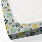 Meadow Daisy White & Green Floral 160 TC Pure Cotton Fitted Bedsheet with Pillow Cover