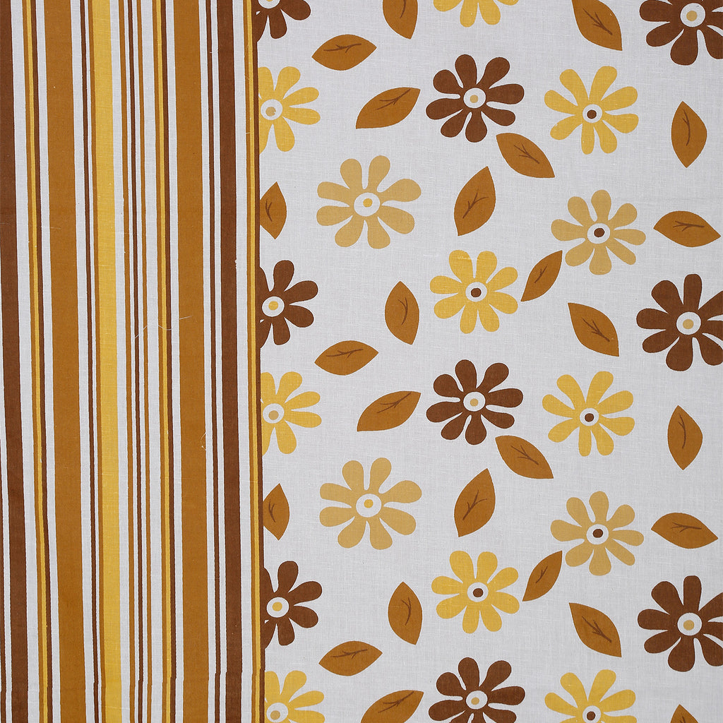 Sunshine Daisy White & Mustard Floral 160 TC Pure Cotton Fitted Bedsheet with Pillow Cover