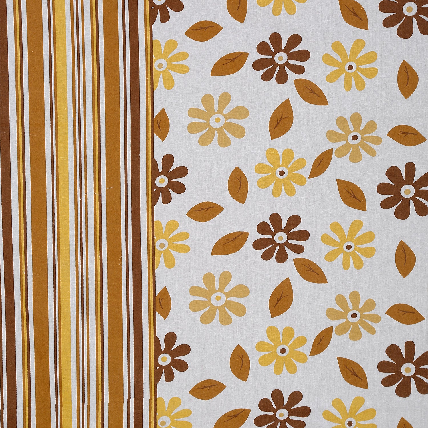 Sunshine Daisy White & Mustard Floral 160 TC Pure Cotton Fitted Bedsheet with Pillow Cover