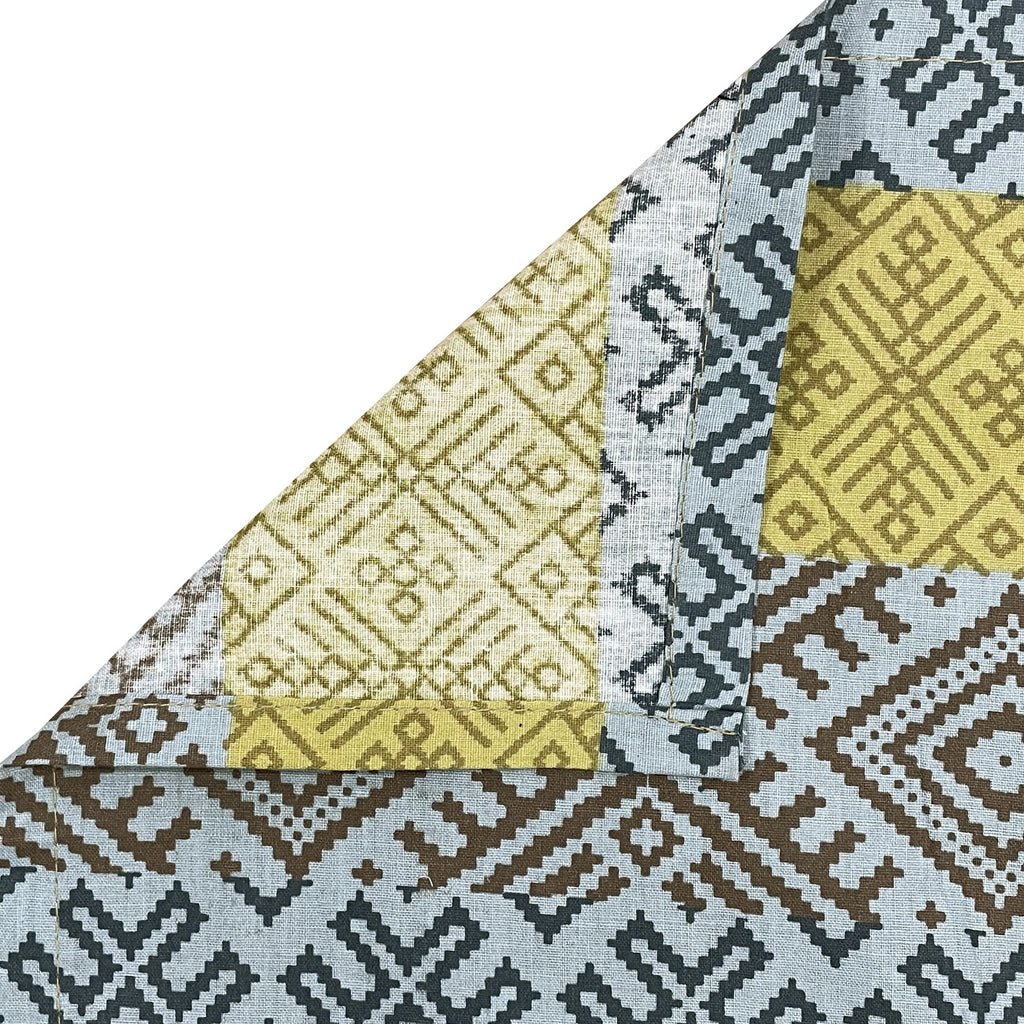 Olive Blue Geometric Stripes 144 TC Pure Cotton Bedsheet Set with Pillow Cover