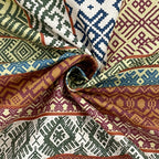 Heritage Weave Brown & Multicolour Geometric 160 TC Pure Cotton Bedsheet with Pillow Cover