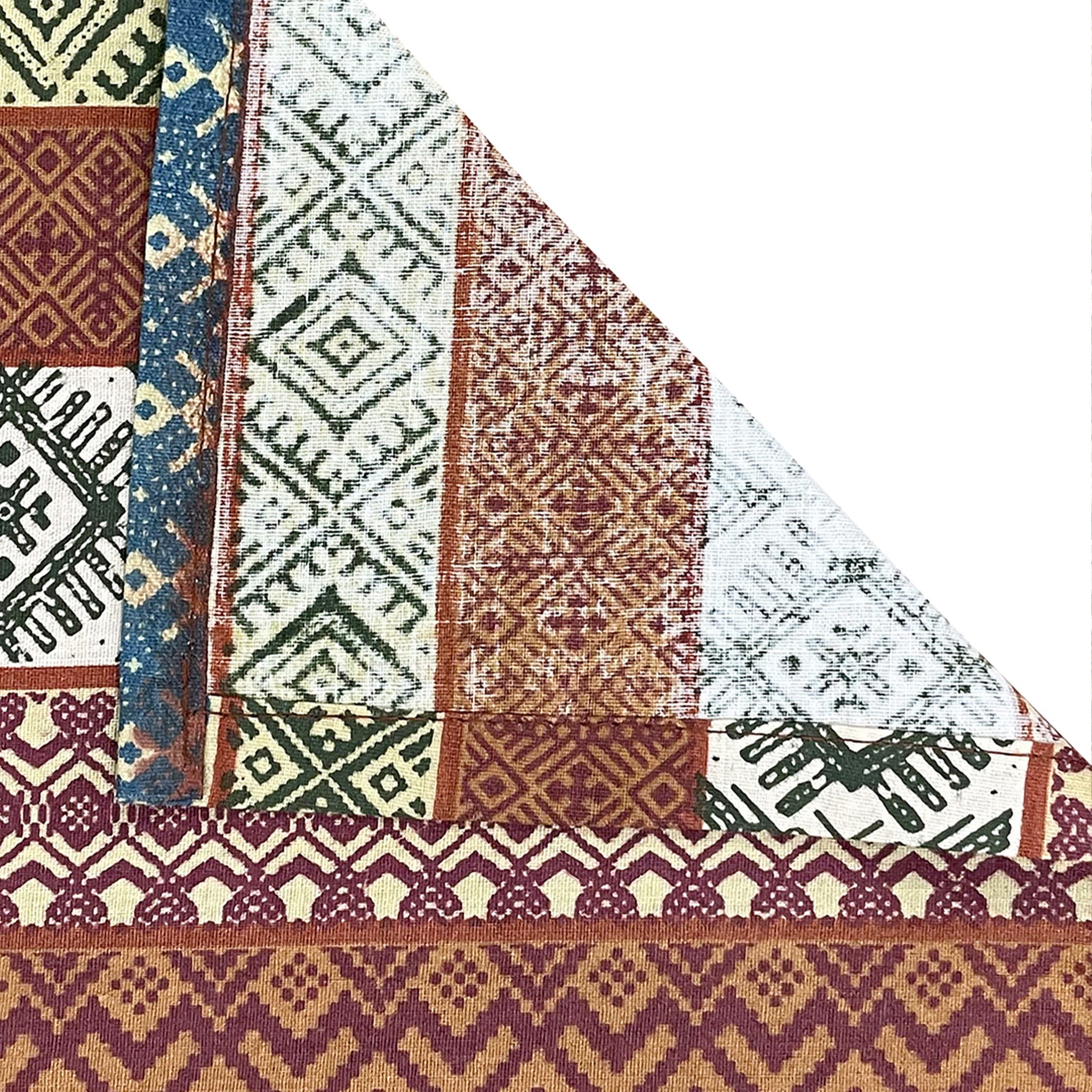 Heritage Weave Brown & Multicolour Geometric 160 TC Pure Cotton Bedsheet with Pillow Cover
