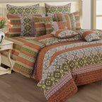 Heritage Weave Brown & Multicolour Geometric 160 TC Pure Cotton Bedsheet with Pillow Cover