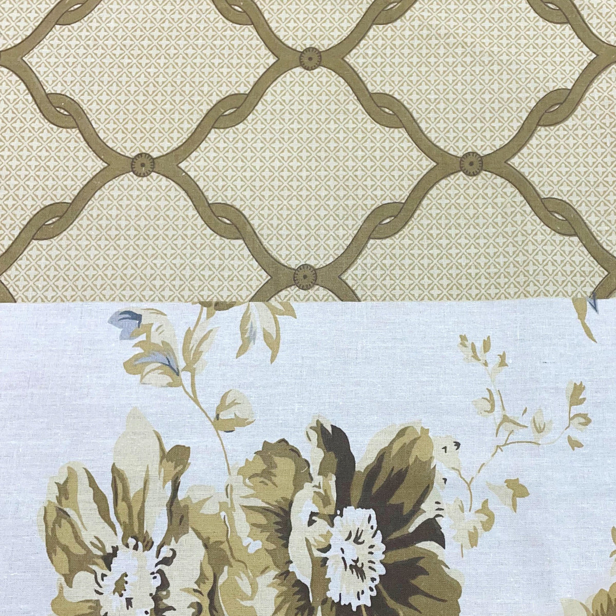 Ivory Olive Vintage Florals 144 TC Pure Cotton Bedsheet Set with Pillow Cover