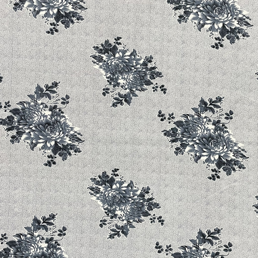 Silver Bloom Grey & Black Floral 160 TC Pure Cotton Bedsheet with Pillow Cover