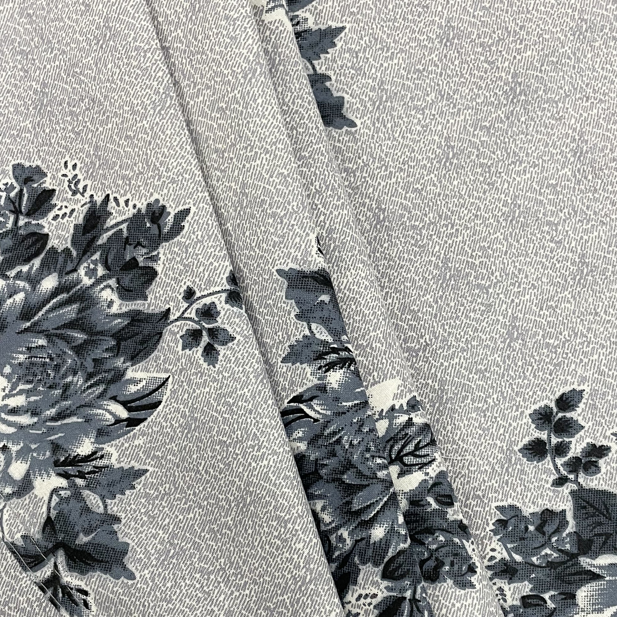 Silver Bloom Grey & Black Floral 160 TC Pure Cotton Bedsheet with Pillow Cover